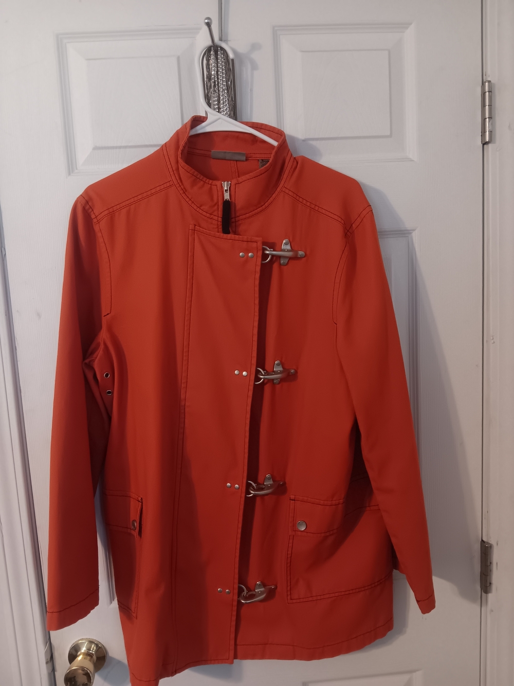I.E. Relaxed Clout Orange Fireman Hook Hardware Cotton Jacket Coat Size Large